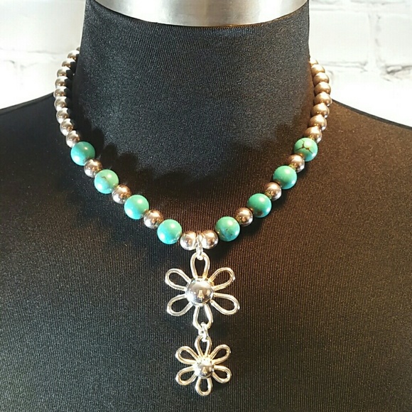 JRI Turquoise and Sterling Silver Beaded Necklace - Picture 1 of 2